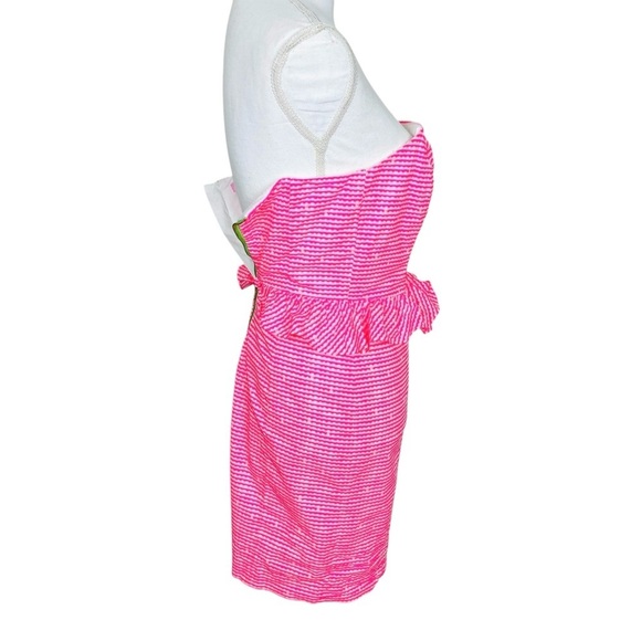 Lilly Pulitzer Strapless Lowe Dress in Fiesta Pink Gingham Size 00 - Picture 7 of 10